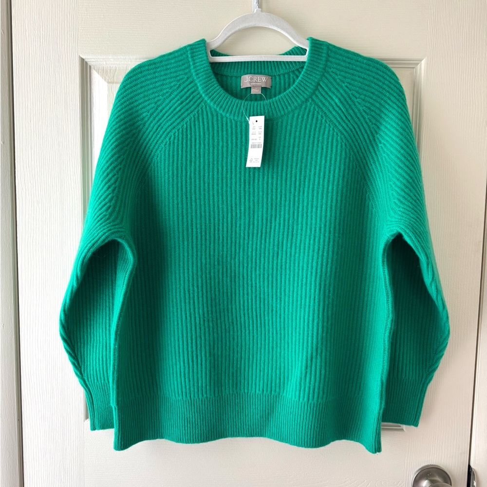 NEW J.Crew Ribbed Cashmere Crewneck Oversized Sweater, size s